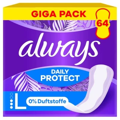 Obrázek Always Dámské slipové vložky Daily Protect Long (64 obvazů), velké balení, bez vůně
