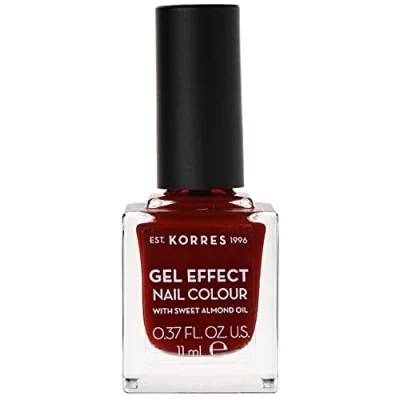 Obrázek KORRES Sweet Almond Nail Colour 59 vínově červený, veganský lak na nehty s gelovým efektem, bez silikonu a parabenů, 11 ml