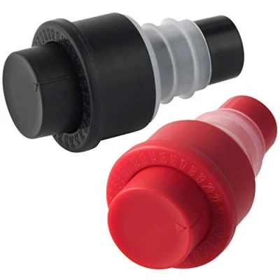 Obrázek FMprofessional 2 vakuové uzávěry na víno, silikon, černá/červená, 5,7 cm, jednotky