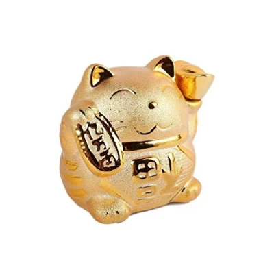 Obrázek Lachineuse Katze Maneki Neko Gold Figur Japanische Glücksbringer Objekt Kawaii Deko Lucky Cat Porzellan 12 cm Süße asiatische Glück, Glück Farbe