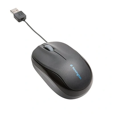 Obrázek Kensington Ergonomická mobilní myš s výsuvným kabelem, počítačová pro Fit rolovacím kroužkem, laptop a stolní počítač, USB připojení, malá ideální na cesty, černá, K72339EU