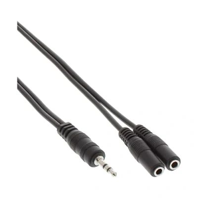 Obrázek InLine jack Y kabel, 3,5 mm konektor na 2X zdířka, stereo, černý, černá 2 m