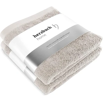Obrázek herzbach home Premium ručníky 50 x 100 cm 2dílná sada (pískově šedá) vysoce kvalitní, měkké a savé v nejlepší kvalitě 100% přírodní bavlna