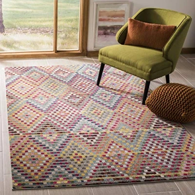 Obrázek SAFAVIEH Boho koberec do obývacího pokoje, jídelny, ložnice Monaco Collection, krátká předsíň, více a béžová, 122 X 170 cm