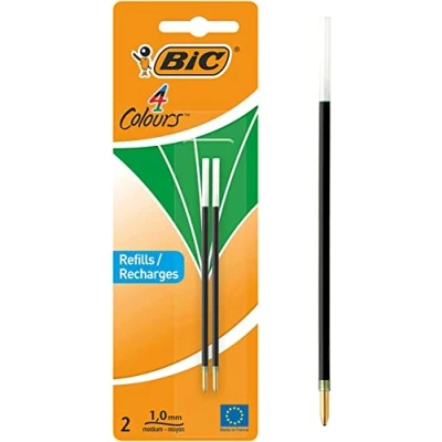 Obrázek BIC 4 barvy náplně do kuličkového pera zelené barvy, balení 2 ks, inkoust na dokumenty, tloušťka linky 1,0 mm
