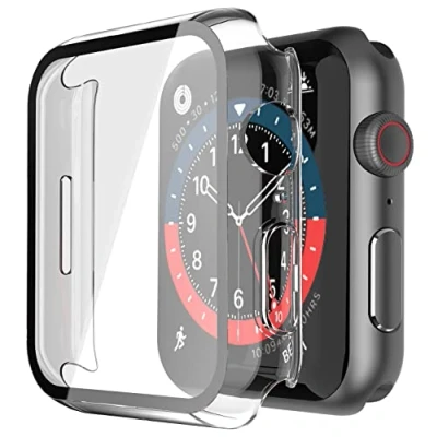 Obrázek Misxi Tvrdé pouzdro se skleněnou ochranou displeje kompatibilní s Apple Watch řady 9 (2023) Series 8 série 7 45 mm, kompletní ochranné HD ultratenké PC pro iWatch S9/S8/S7, 2