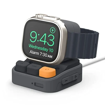 Obrázek elago Nabíjecí stanice kompatibilní s Apple Watch 10/9/8/SE2/7/6/SE/5/4/3/2/2 Ultra/1/1 Ultra a se Samsung Galaxy 7/7 Ultra/6/6 Classic/5/5 Pro, klasický počítačový design (tmavě
