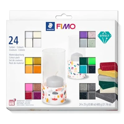 Obrázek STAEDTLER modelovací hmota FIMO effect, perfektně sladěné barevné kombinace s různými efekty, 24 polobloků á 25 g v různých barvách, 8013 C24 1