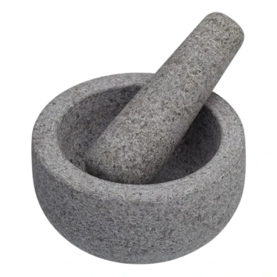 Obrázek MasterClass hmoždíř a palička Set, granit, efektivní stylové, pro kräuter und Gewürzetc., 12 cm, in Box, grau