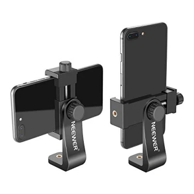 Obrázek NEEWER držák na chytrý telefon, vertikální horizontální držák, stativu, adaptér se závitem 1/4 palce, klip mobil, kompatibilní s iPhone 15, 14, 13 Pro Plus, Mini, Galaxy S20+/S20, Huawei P40
