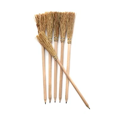 Obrázek Mendi 6 Hexenbesen Holzbleistifte 24 cm Natur für Fantasy und Events Partys Geschenke Details Dekoration