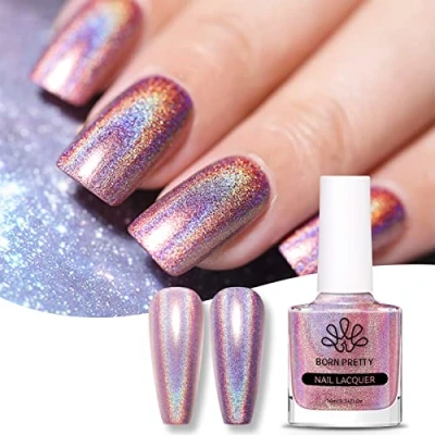 Obrázek Born Pretty Třpytivý lak na nehty, holografické třpytky, duha, lesklý lesk Super Shine Nail Art Polish Rosa 7 ml