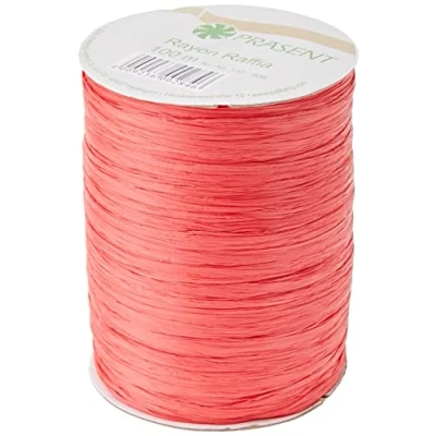 Obrázek PRÄSENT Rayon Raffia lýková stuha červená, 100 m dekorační k zabalení dárků, zdobení a tvoření slavnostních dekorací, pro zvláštní příležitosti