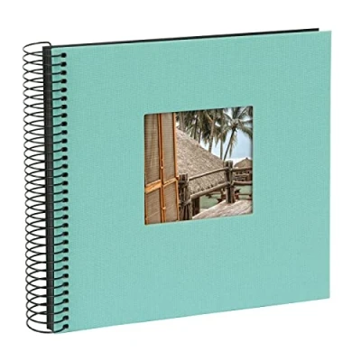 Obrázek goldbuch 12707 Spirálové album Bella Vista, fotoalbum s okénkem pro vlastní obrázek, 20 x cm, se 40 černými stranami, vzpomínkové ze lnu, fotokniha Aqua