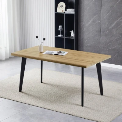 Obrázek Stůl jídelní, 160x90x75 cm, MDF deska, dekor divoký dub, kov, černý lak HT F4416 OAK