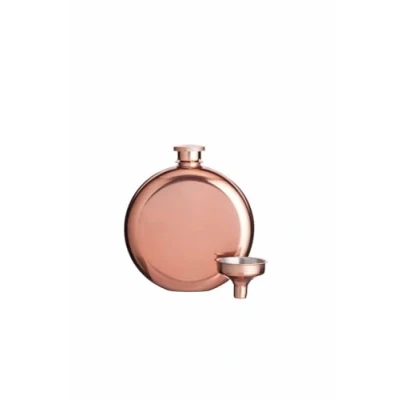 Obrázek BarCraft luxusní mini placatka z ušlechtilé oceli s dekantarovou trychtýřem v měděném vzhledu, 140 ml a 8,7 x 2,5 10 cm