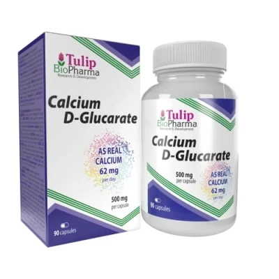 Obrázek Tulip BioPharma Calcium D Glucarat 500mg 90 Kapseln, Laborgeprüft Hohe Festigkeit Ohne Füllstoffe oder Bulker Gluten, GMO fre