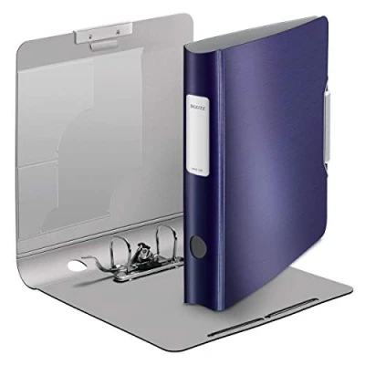 Obrázek Leitz Qualitäts Ordner 180 Active Style, 5er Pack, A4, Schmal, Titan Blau, Abgerundeter Rücken mit 6,5 cm Rückenbreite, Gummibandverschluss, Leichtes Polyfoam, 11090069