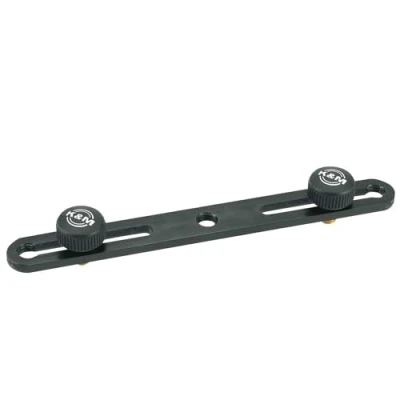 Obrázek K&amp;M 23550 doplňková kolejnice černá ocel délka 217 mm se závitem 3/8&quot;, pohyblivá ramena pro 2 mikrofony