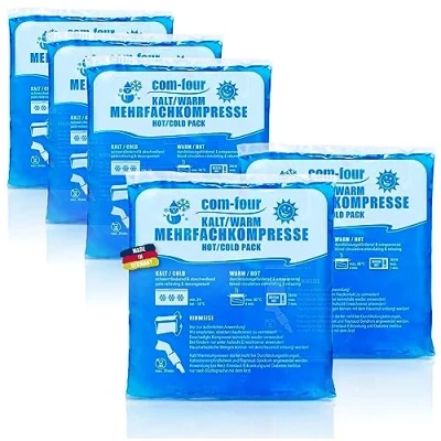 Obrázek com four® 5x vícenásobný komprese 14 x 13 cm pro teplé a studené komprese, chladicí polštářky balení vhodné do mikrovlnné trouby Made in Germany (05 kusů střední)