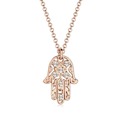 Obrázek Dámský řetízek na krk Elli s přívěskem, sterlingové stříbro 925, krystal Swarovski, růžová zlatá