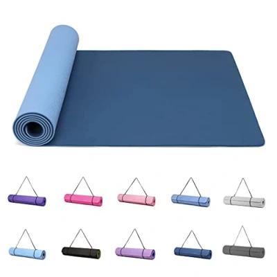 Obrázek Good Nite Yogamatten Für Frauen Rutschfeste Strukturierte Oberflächen Gymnastikmatte Yoga Matte Dick 6 mm Mit Tragegurt Tpe Übungsmatte Pilates Gymnastik (183X61cm) (Marine/Blau)