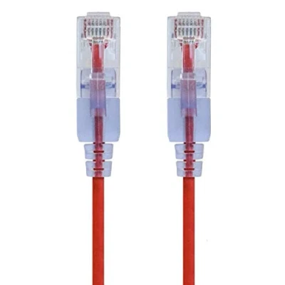 Obrázek Monoprice 116314 SlimRun Cat6A Ethernet Patchkabel snagless RJ45 UTP Pure Bare Kupferdraht 10G 30AWG 0,3m rot 10er Pack