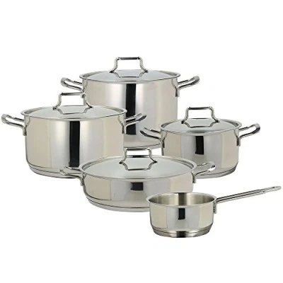 Obrázek Tognana Vanitosa, Batterie aus Töpfen und Pfannen, Set mit 3 Kochtöpfen, 1 Topf, Pfanne, 4 Deckel, 9 Stück, Edelstahl