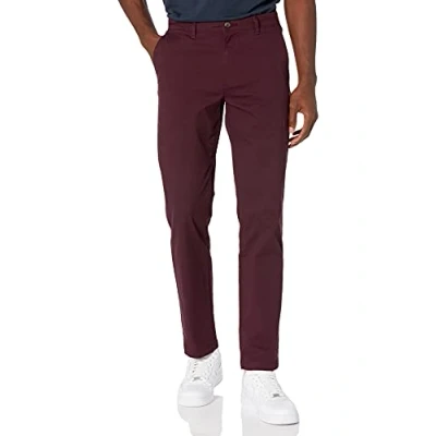 Obrázek Amazon Essentials Pánské ležérní strečové chino kalhoty s rovným střihem, burgundské červené, 34 W / 33L