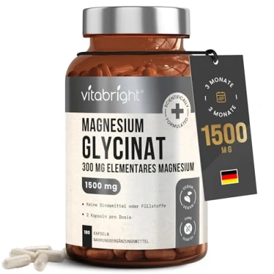 Obrázek Kapsle s glycinátem magnézium 180, 1500 mg glycinátu purpurového, bisglycinátu hořečnatého (obsahující prášek hořečnatého), 300 elementárního hořčíku, ve
