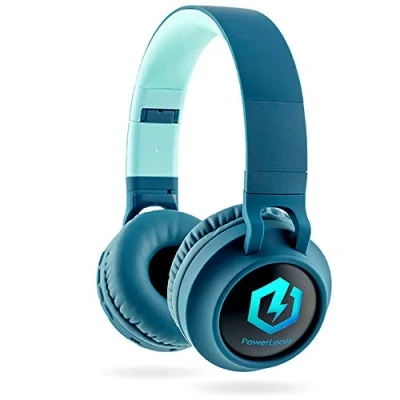 Obrázek PowerLocus dětská sluchátka Bluetooth, Over Ear s omezením hlasitosti 85 dB, LED světlem, skládací HD stereo, bezdrátový a kabel, vestavěný mikrofon pro mobilní telefon, tablet, PC,