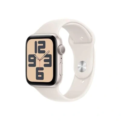 Obrázek Apple Watch SE 2024 44mm Zlatá (Béžový Silikonový Náramek S/M)