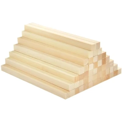 Obrázek BUYGOO 50 ks dřevěných tyčí, čtvercové, dřevěné tyčinky pro kutily, 25 x 1 cm, dřevěný blok z lipového dřeva, lišty kutily