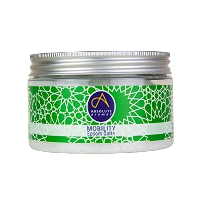 Obrázek Absolute Aromas Mobility Epsom Salz 300g Magnesiumsulfat mit 100% reinen ätherischen Ölen Pfefferminz, Rosmarin und Eukalyptus öl Beruhigt schmerzende Muskeln Gelenke