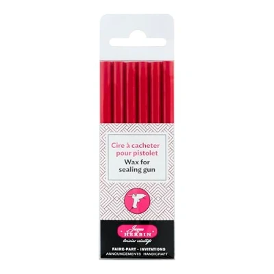Obrázek J.Herbin 35820T balení 6 voskových tyčinek pro pistoli, ideální kutilské projekty a scrapbooking, měkké, 1 balení, červené