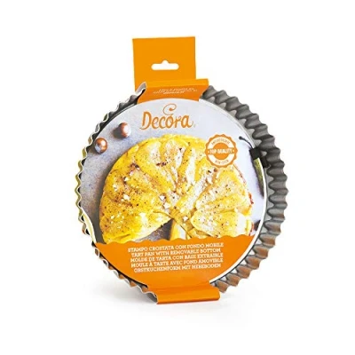 Obrázek DECORA, 0070016 Form für Tarte mit beweglichem Boden, Rund Ø 25 x H 3,5 cm, aus antihaftbeschichtetem Stahl, Einfaches Herauslösen der Gebäcke, Professionelles Design.
