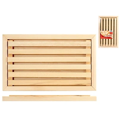 Obrázek Home 8003512678646 Brotschneidebrett aus Holz mit Gitter, beige, 39x23x3 cm