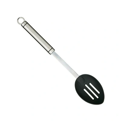 Obrázek KitchenCraft Professional Schaumlöffel mit antihaftbeschichteten Nylonkopf, Edelstahl, 35 cm, Silber/Schwarz