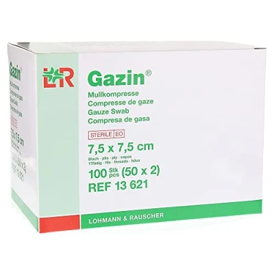 Obrázek Gazin, 7,5 cm x sterilní 8násobný 50x2 300 g, bílý, 100 kusů