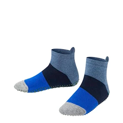 Obrázek FALKE Unisex Děti Colour Block Ponožky protiskluzové výstupky na podrážce pohodlné s plyšem příjemné kůži plochý šev proti otlakům prodyšná udržitelná bavlna 1 pár, Modrý denim 6666
