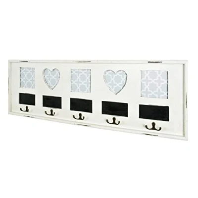 Obrázek HAKU Möbel Nástěnný věšák antická bílá, masivní dřevo, MDF rozměry: Š 77 cm x V 26 H 3 cm, styl: Industrial