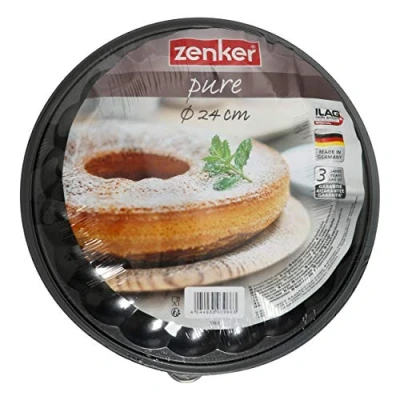 Obrázek Zenker pečicí forma s plochým a trubkovým dnem, Ø 24 cm, Pure, se 2 policemi, sada koláčových forem nepřilnavým povrchem, jednoduché odformování na šťavnaté koláče (barva: černá),