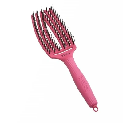 Obrázek Olivia Garden Fingerbrush Care Iconic Medium Hot Pink Detangler kartáč s kančími štětinami a nylonem pro zdravé lesklé vlasy