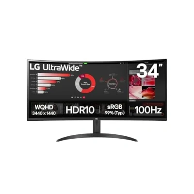 Obrázek LG Electronics 34WR50QK B.AEU UltraWide 1800R Curved QHD Monitor 34&quot;, 3440 x 1440, 21:9, 5ms GtG, 100 Hz, HDR10, 99% sRGB, PBP Modus, OnScreen Control, AMD FreeSync černý