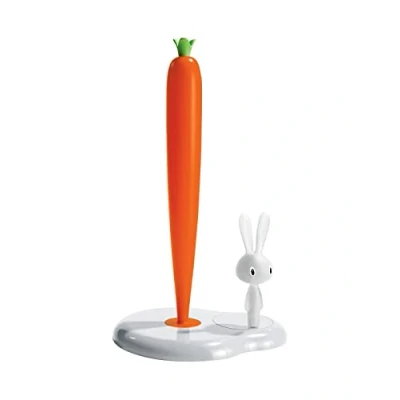 Obrázek Alessi Bunny &amp; Carrot ASG42W designový držák kuchyňských rolí, termoplastická pryskyřice, bílá, 29,4 cm