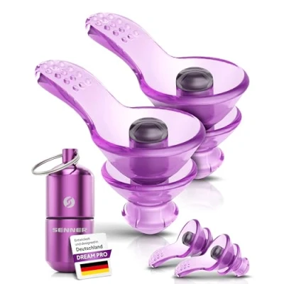 Obrázek Senner ® DreamPro špunty do uší pro klidný spánek ochrana sluchu ideální v hlučném prostředí a spáče na boku Anti Schnarch Ear Plugs hypoalergenní, se 2 velikostmi, hliníková nádoba