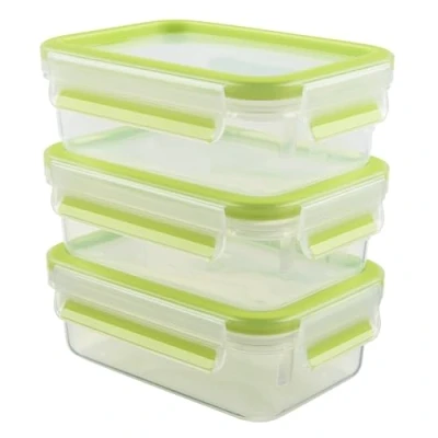 Obrázek Emsa 515583 Spona na potraviny a uzávěr, plast, transparentní / zelená, 0,55 litru, sada 3 krabic