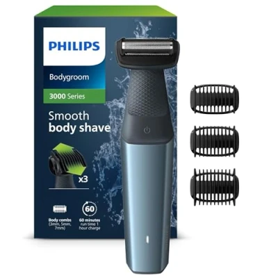 Obrázek Philips Bodygroom Series 3000, vodotěsný zastřihovač pro intimní oblasti a tělo, důkladné příjemné oholení, péče o celé doba provozu 60 min, model BG3027/03