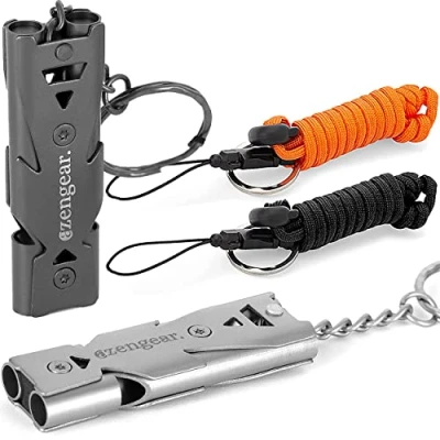 Obrázek aZengear Laute Pfeife (Paar) mit Paracord Schnur und Schlüsselanhänger einfache Bedienung, wasserdicht, Edelstahl für Notfall, Hundespaziergänge, Sicherheit, Training, Outdoor Camping
