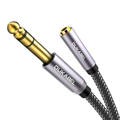 Obrázek DuKabel 3,5 mm na 6,35 jack adaptér 1/8&quot; TRS 1/4&quot; kabel zdířku stereo audio Aux pro sluchátka a reproduktory Top série 30 cm